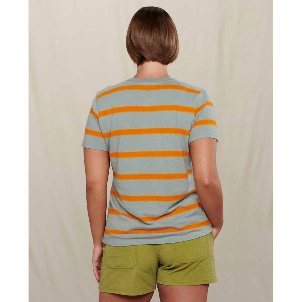 NEW TOAD&CO grom ringer crew top in pale slate wide stripe - Picture 2 of 2